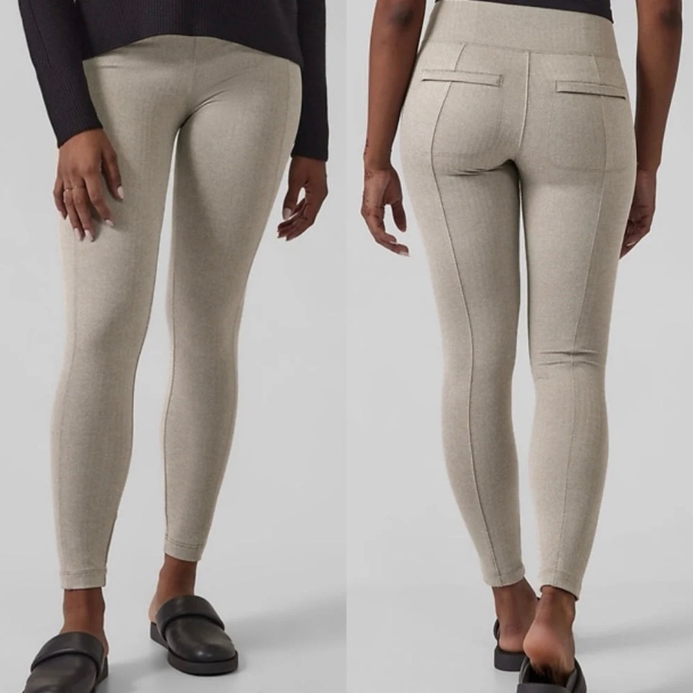 Athleta Delancey Herringbone Tight Leggings in Light Asphalt Size Large